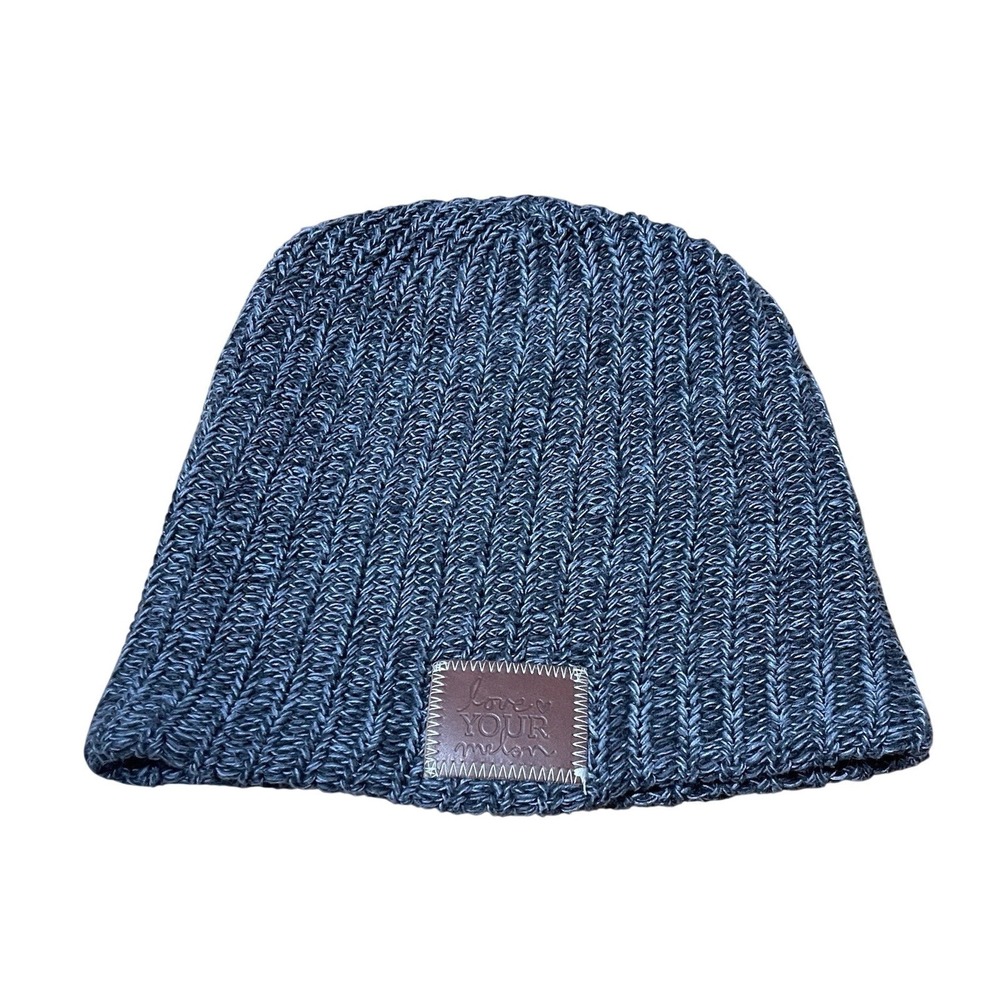 LOVE YOUR MELON Grey Cotton USA OVERSIZED Beanie Hat Leather Patch